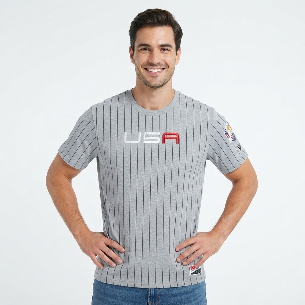 New Era Ryder Cup 2023 USA T-Shirt Mens XL Gray NWT Pinstripe Golf Tee